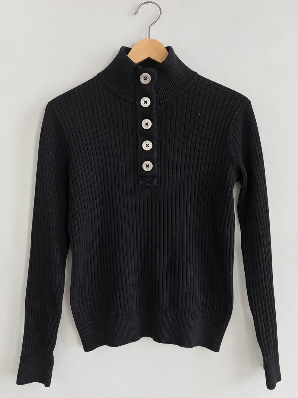Vintage LRL Ribbed Knit Sweater Medium Buttons